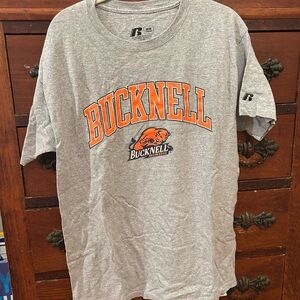 Russell Athletic Gray T-Shirt with Orange Bucknell Logo